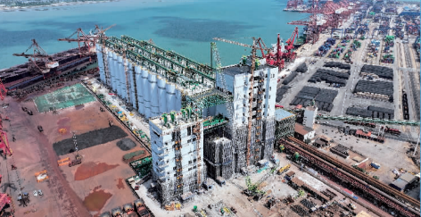 连云港国际粮食集散中心一期工程主体结构基本建成